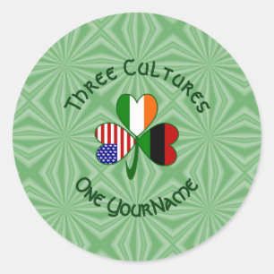 Adesivo Redondo Bandeira do Trevo Irlandês Afro-Americano Personal
