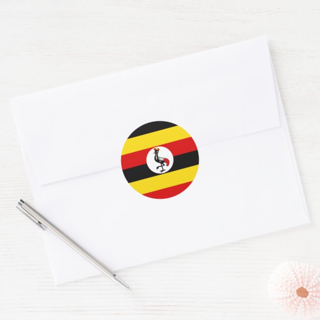 Adesivo Redondo Bandeira do Uganda (Envelope)