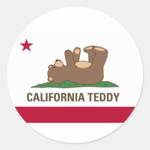 Adesivo Redondo Bandeira do urso de ursinho de Califórnia