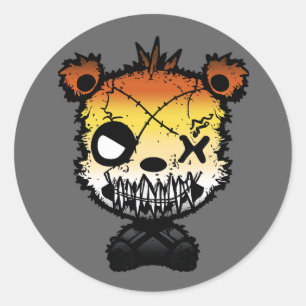 Adesivo Redondo Bandeira do Urso Orgulho Gay Gótico Colorida