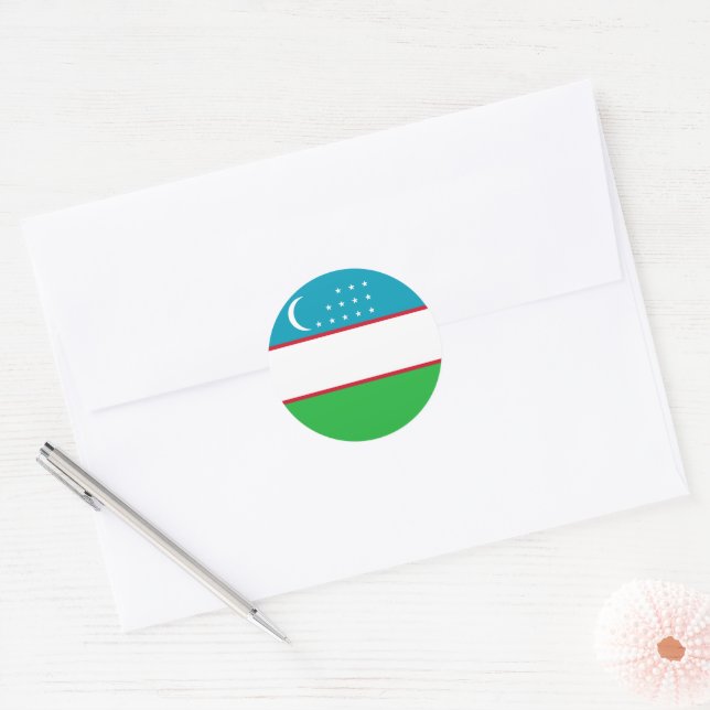 Adesivo Redondo bandeira do Usbequistão (Envelope)