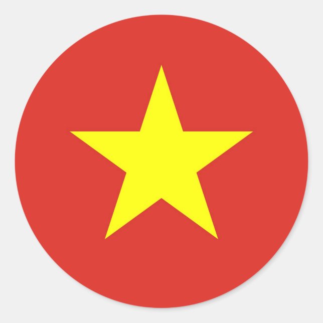 Adesivo Redondo Bandeira do Vietname - Qudebc ky Viet Nam (Frente)