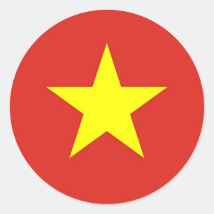 Adesivo Redondo Bandeira do Vietname - Qudebc ky Viet Nam