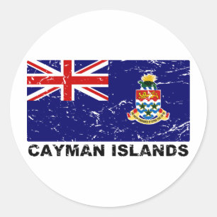 Adesivo Redondo Bandeira do vintage de Cayman Islands