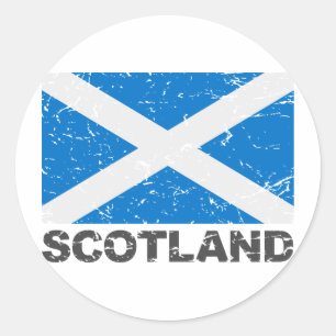 Adesivo Redondo Bandeira do vintage de Scotland
