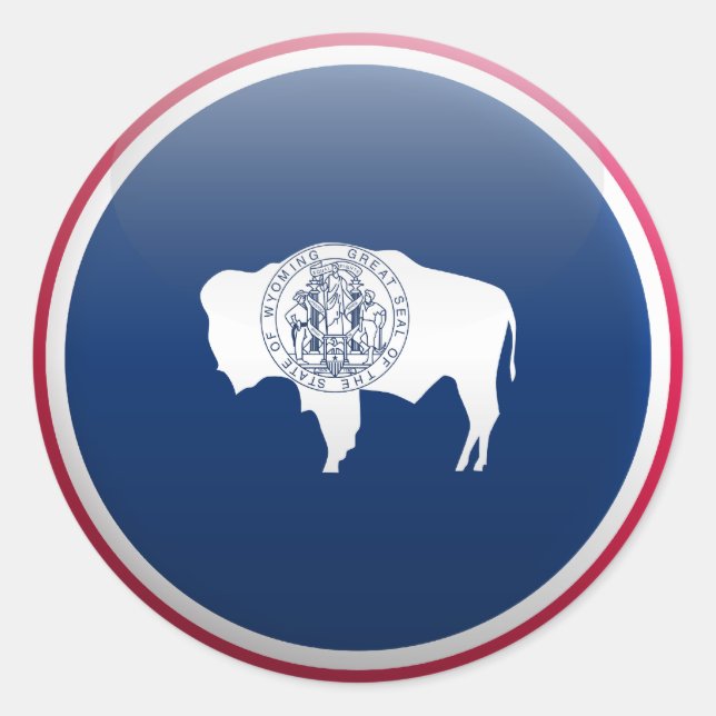 Adesivo Redondo Bandeira do Wyoming (Frente)
