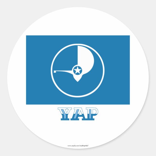 Adesivo Redondo Bandeira do Yap, com nome (Frente)