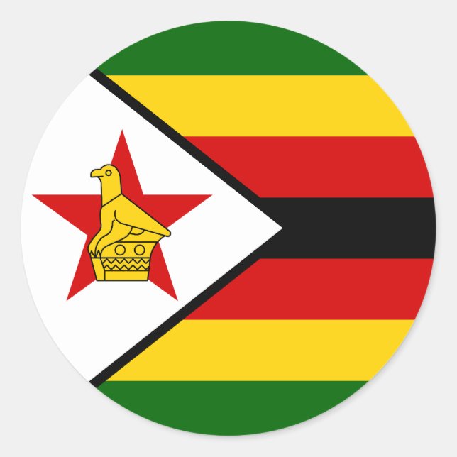 Adesivo Redondo Bandeira do Zimbabué (Frente)