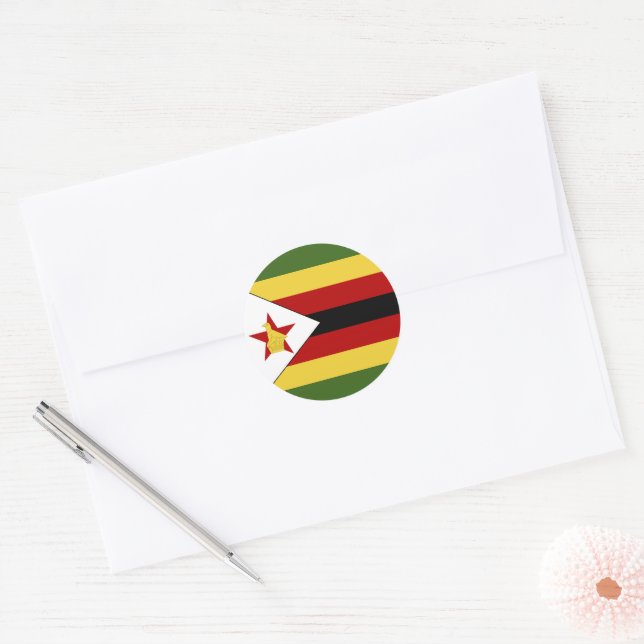 Adesivo Redondo Bandeira do Zimbabué (Envelope)