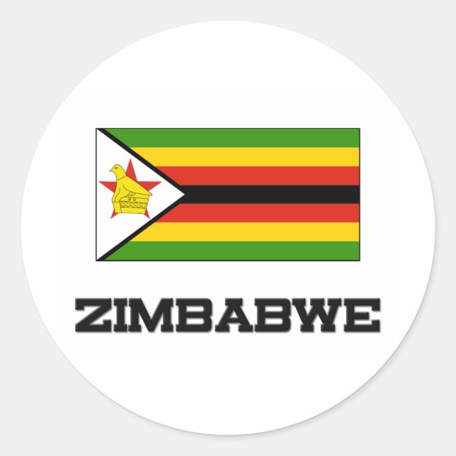 Adesivo Redondo Bandeira do Zimbabué (Frente)