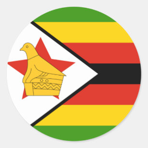 Adesivo Redondo Bandeira do Zimbabwe Sticker