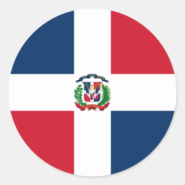 Adesivo Redondo Bandeira Dominicana, Bandeira da República Dominic (Frente)