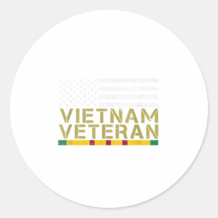 Adesivo Redondo Bandeira dos Estados Unidos, Veterano do Vietnã -
