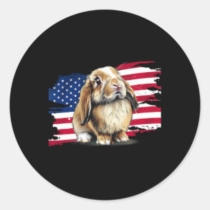 Adesivo Redondo Bandeira Dos Eua 4 De Julho Mini Holland Lop Bunny