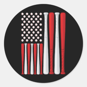 Adesivo Redondo Bandeira dos EUA - Bandeira de Beisebol Americano