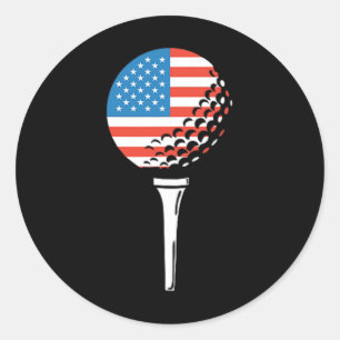 Adesivo Redondo Bandeira dos EUA Camiseta de Golfe Americana Logo 