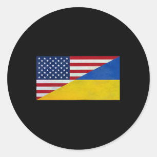 Adesivo Redondo Bandeira dos EUA e Bandeira da Ucrânia - Parceria