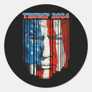 Adesivo Redondo Bandeira Dos EUA Face Trump Vintage Donald Trump 4