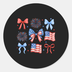 Adesivo Redondo Bandeira dos EUA Fogos de Artifício Arcos Patrióti
