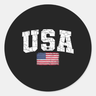 Adesivo Redondo Bandeira Dos Eua Patriótica Dia 4 De Julho Da Amér