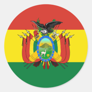 Adesivo Redondo Bandeira e Casaco de armas bolivianas, Bandeira da
