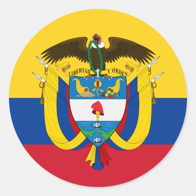 Adesivo Redondo Bandeira e Casaco de armas colombianas, Bandeira d (Frente)