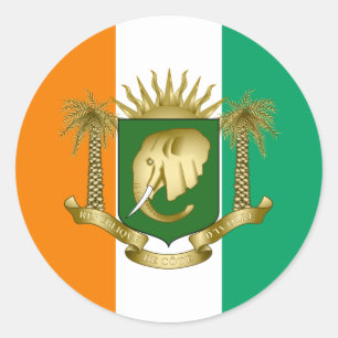 Adesivo Redondo Bandeira e Casaco de armas da Costa do Marfim