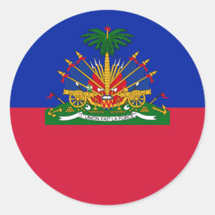 Adesivo Redondo Bandeira e Casaco de armas do Haiti