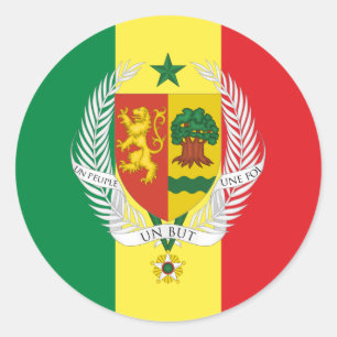 Adesivo Redondo Bandeira e Casaco de armas do Senegal