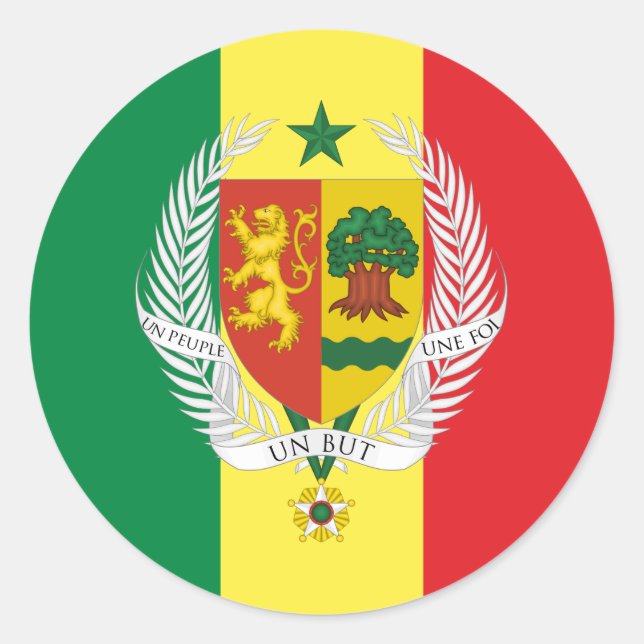 Adesivo Redondo Bandeira e Casaco de armas senegalesas, Bandeira d (Frente)