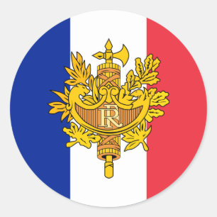 Adesivo Redondo Bandeira e emblem da França