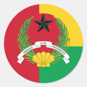 Adesivo Redondo Bandeira e emblema guineense, Guiné-Bissau