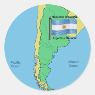 Adesivo Redondo Bandeira e Mapa da Argentina