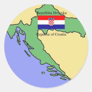 Adesivo Redondo Bandeira e mapa de Croatia
