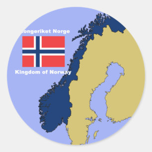 Adesivo Redondo Bandeira e mapa de Noruega