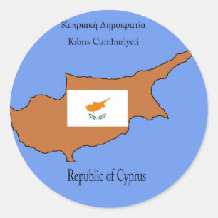 Adesivo Redondo Bandeira e mapa de Republic of Cyprus