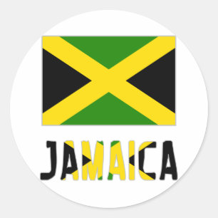 Adesivo Redondo Bandeira e Palavra da Jamaica