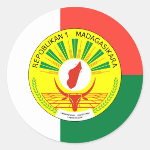 Adesivo Redondo Bandeira e selo de Madagáscar, Bandeira de Madag