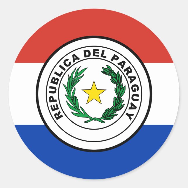 Adesivo Redondo Bandeira e selo do Paraguai, Bandeira do Paraguai (Frente)