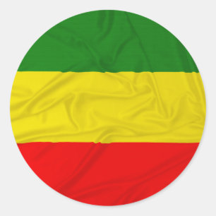 Adesivo Redondo Bandeira enrugada de Rastafarian