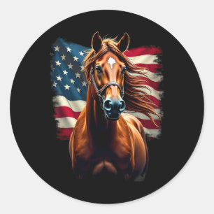 Adesivo Redondo Bandeira Equestrian Horseback Americana