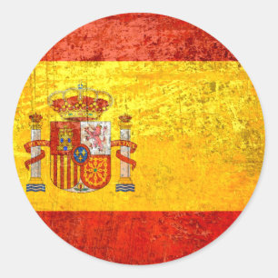 Adesivo Redondo Bandeira España Bandeira da espanha do Grunge 201
