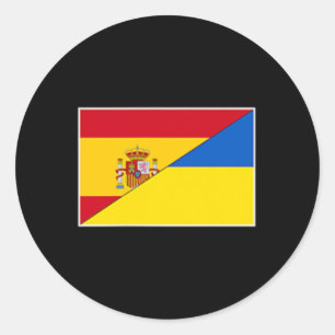 Adesivo Redondo Bandeira Espanha Ucrânia Apoio Espanhol Ucraniano 