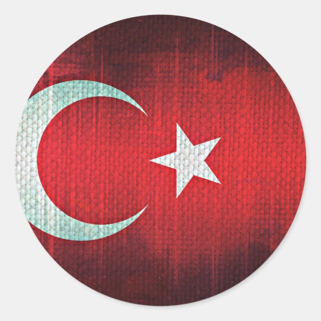 Adesivo Redondo Bandeira Estilizada da Turquia (Frente)