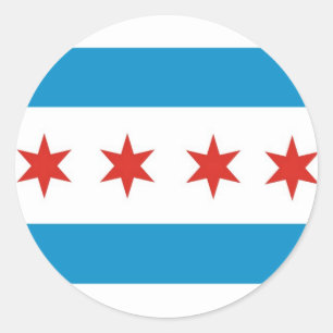 Adesivo Redondo bandeira EUA América da cidade de Chicago