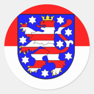 Adesivo Redondo Bandeira - Flagge - Fahne Alemanha Turíngia Thürin