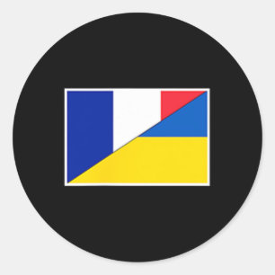 Adesivo Redondo Bandeira França Ucrânia Apoio Francês Ucraniano Ci