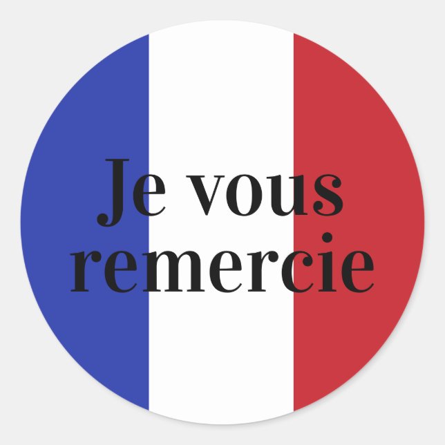 Adesivo Redondo Bandeira francesa Cores França Blue Je vous remerc (Frente)