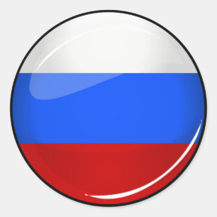 Adesivo Redondo Bandeira Glossy Round Rússia