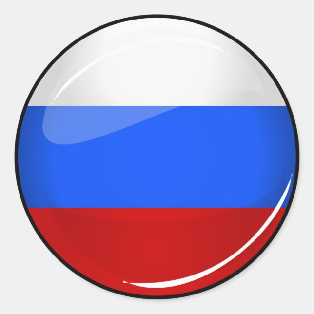 Adesivo Redondo Bandeira Glossy Round Rússia (Frente)